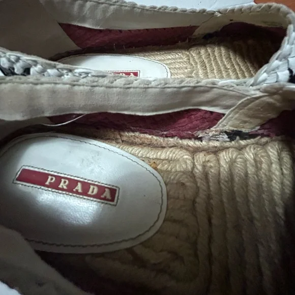 Prada Red and Black Espadrilles with Woven Trim - Picture 4 of 6